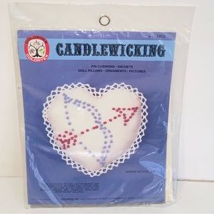 Vintage Colortex Candlewicking Heart Pillow Kit